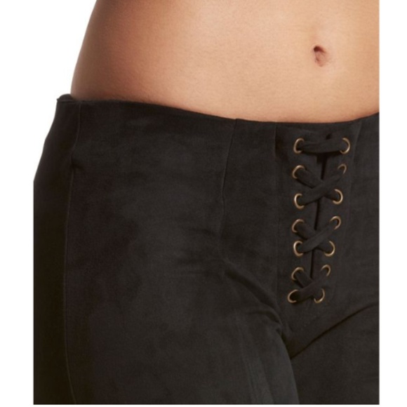 NWT Hue Lace Front MicroSuede Skimmer Leggings - Picture 2 of 2